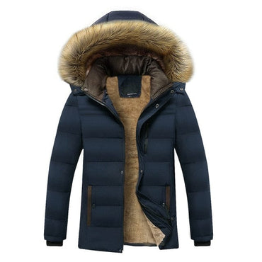 Men Waterproof Hooded Fur Collar Parka