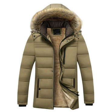 Men Waterproof Hooded Fur Collar Parka