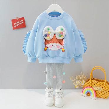 Girls Cartoon Lace Clothing Set