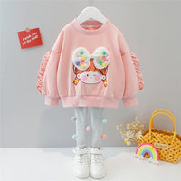 Girls Cartoon Lace Clothing Set