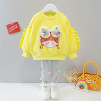 Girls Cartoon Lace Clothing Set