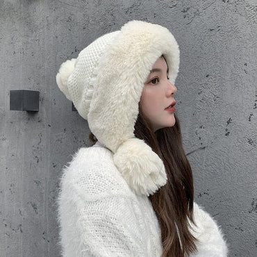 Woolen Faux Fur Plush Winter Hat