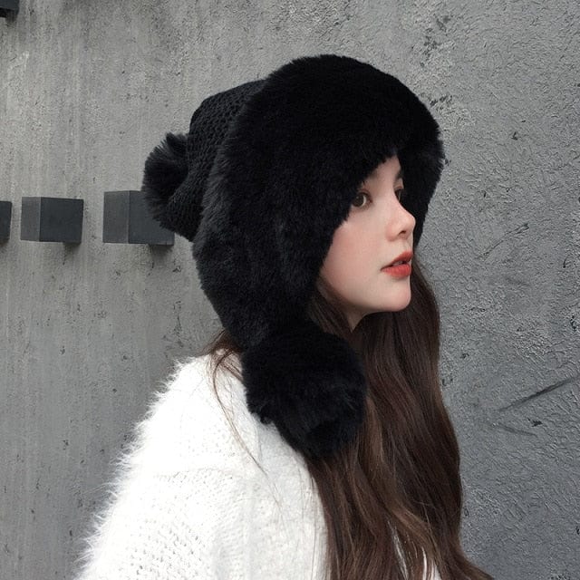 Woolen Faux Fur Plush Winter Hat