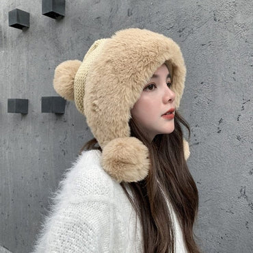 Woolen Faux Fur Plush Winter Hat