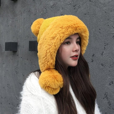 Woolen Faux Fur Plush Winter Hat