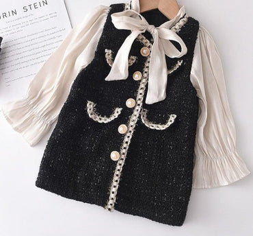 Girls Patchwork Bowtie Party Dress