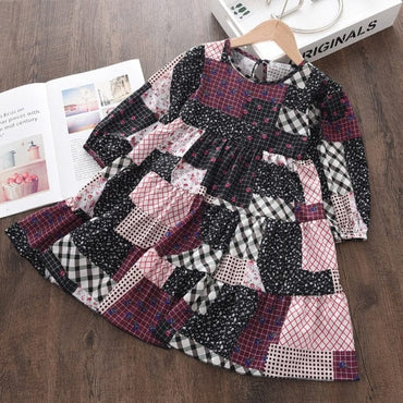 Girls Patchwork Bowtie Party Dress