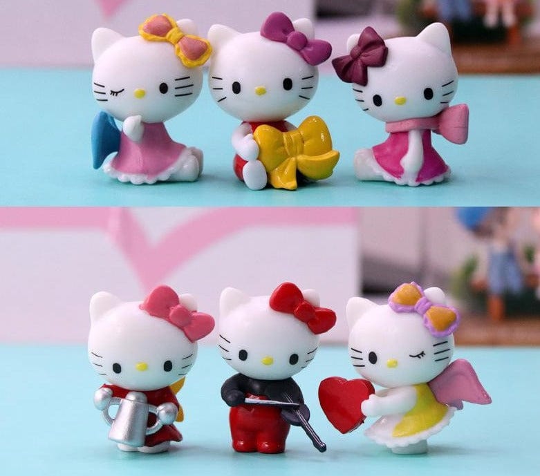 6pcs/set Hello Kitty Doll Anime PVC Cosplay