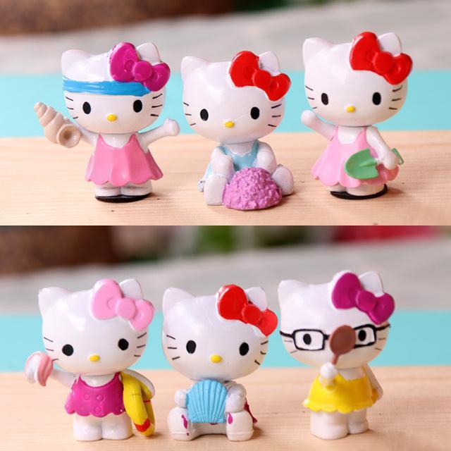 6pcs/set Hello Kitty Doll Anime PVC Cosplay