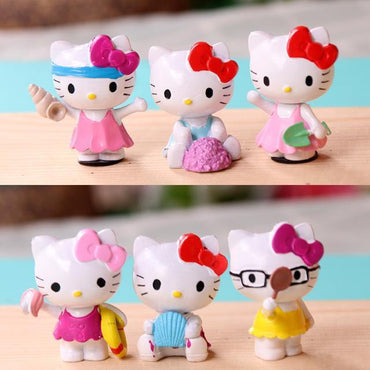 6pcs/set Hello Kitty Doll Anime PVC Cosplay