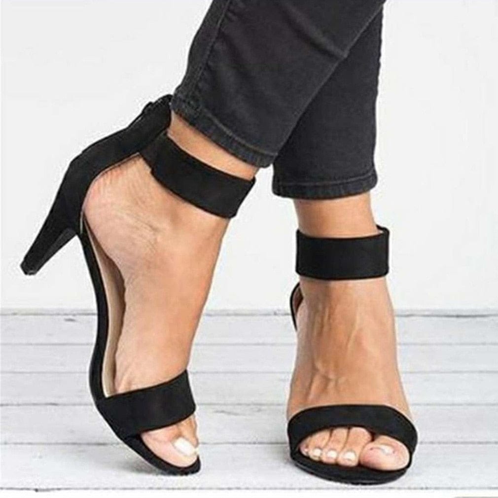 Open Toe Suede Ladies High Heels