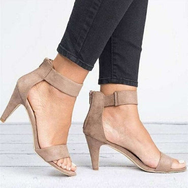 Open Toe Suede Ladies High Heels