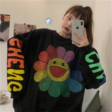 Chic Sunflower Long Sleeve Pullover