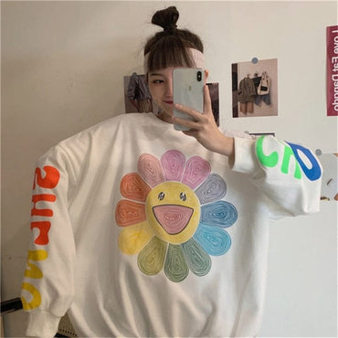 Chic Sunflower Long Sleeve Pullover