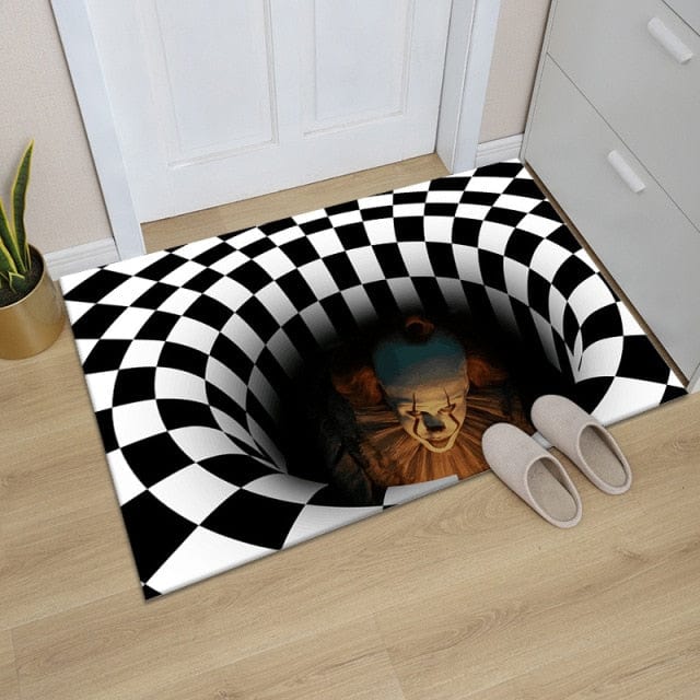 3D Scary Clown Trap Visual Carpet Cover