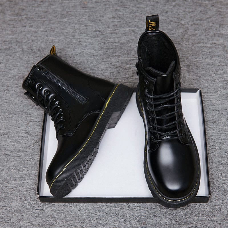 PU Leather Motocycle Ankle Boots