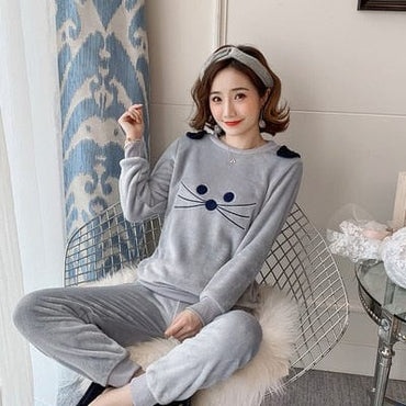 Winter Warm Flannel Pyjamas Set