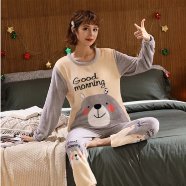 Winter Warm Flannel Pyjamas Set