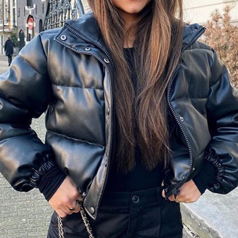 Black PU Leather Elegant Jacket