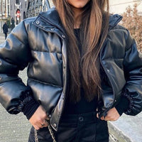 Black PU Leather Elegant Jacket