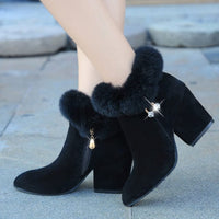 Faux Fur Winter Pointed Ankle Boots