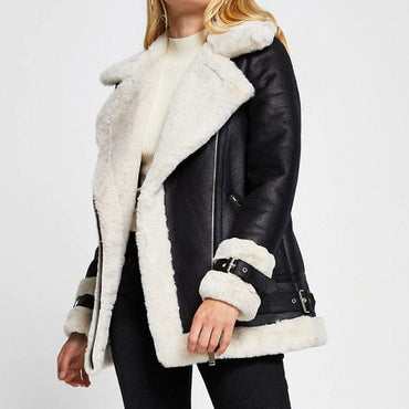 Pu Faux Soft Leather Aviator Jacket