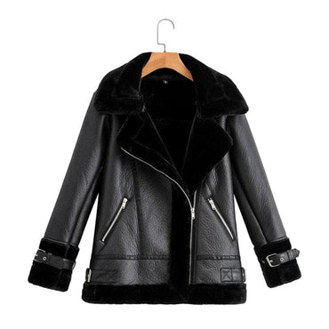 Pu Faux Soft Leather Aviator Jacket