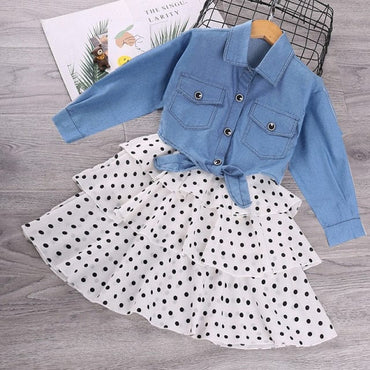 Girls Denim Casual Dress Set