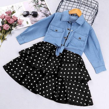 Girls Denim Casual Dress Set