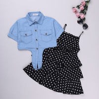 Girls Denim Casual Dress Set