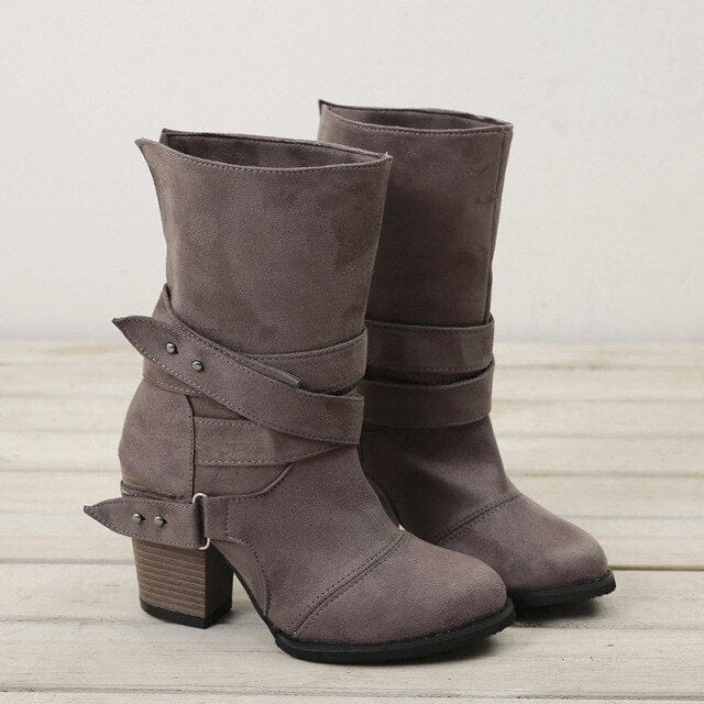 Roman Style Square Ankle Boots