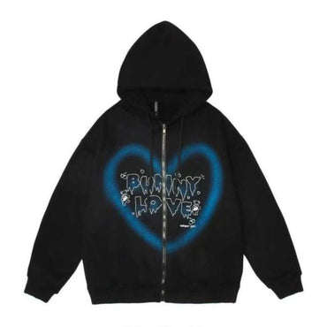 Graffiti Heart Print E-girl Hoodie