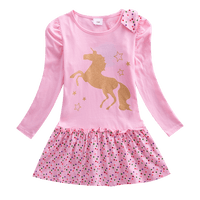 Long Sleeve Rainbow Striped Cotton Dress