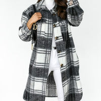 Checked Oversized Thick Warm Woolen Overcoat