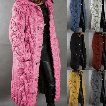 Hooded Long Knitted Cardigan