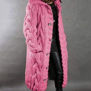 Hooded Long Knitted Cardigan