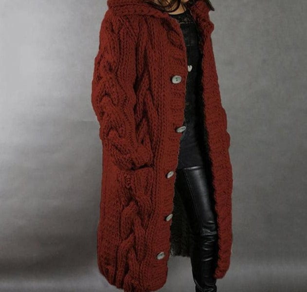 Hooded Long Knitted Cardigan