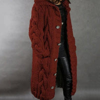 Hooded Long Knitted Cardigan