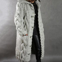 Hooded Long Knitted Cardigan