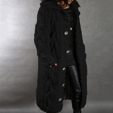 Hooded Long Knitted Cardigan