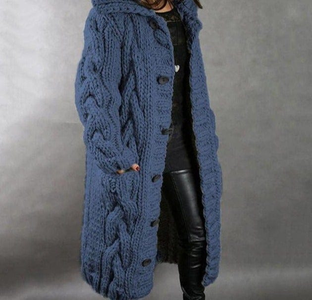 Hooded Long Knitted Cardigan