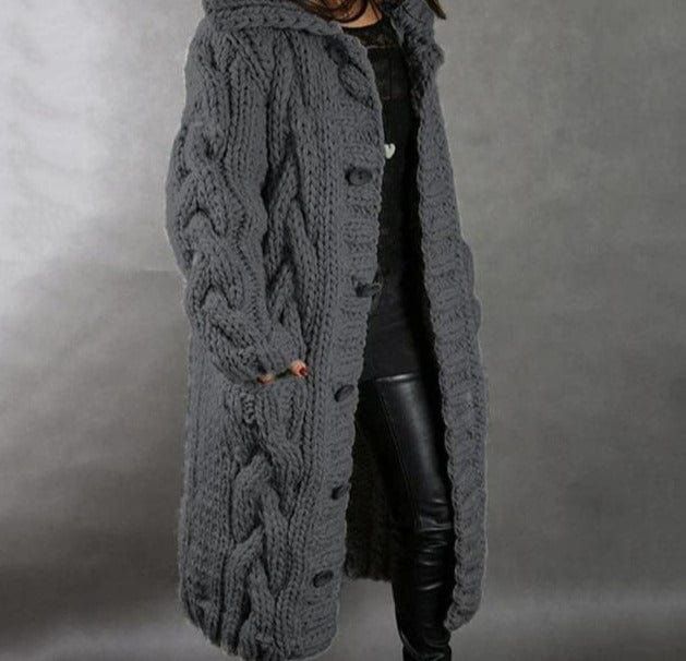 Hooded Long Knitted Cardigan