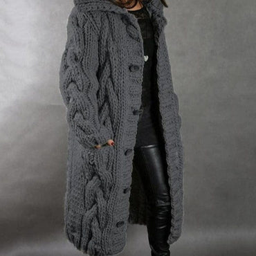 Hooded Long Knitted Cardigan