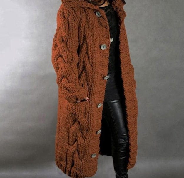 Hooded Long Knitted Cardigan