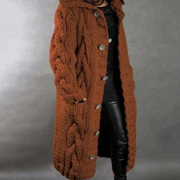 Hooded Long Knitted Cardigan