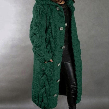 Hooded Long Knitted Cardigan