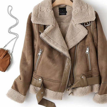 Winter Faux Leather Thick Warm Jacket