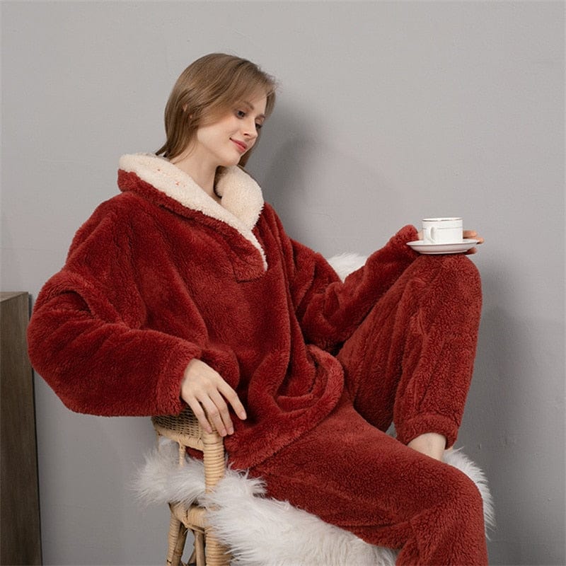 Velvet Two Piece Winter Pyjama Set