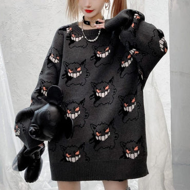 Anime Oversize Cartoon Print Jumper