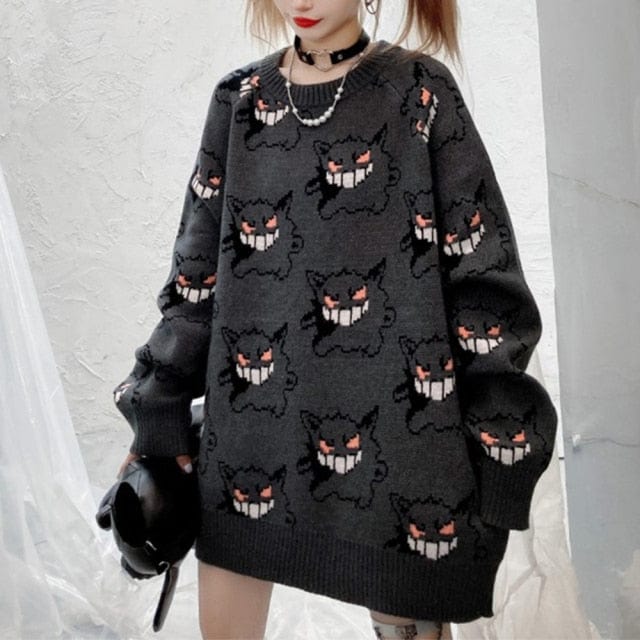 Anime Oversize Cartoon Print Jumper